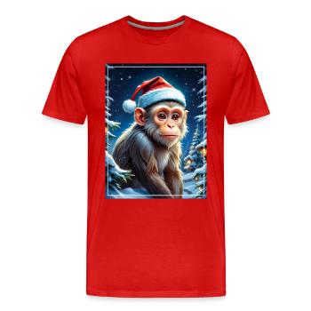 Singe Paysage D’hiver 1.15 - T-shirt bio Premium Homme - rouge - Devant - Damien (186cm)