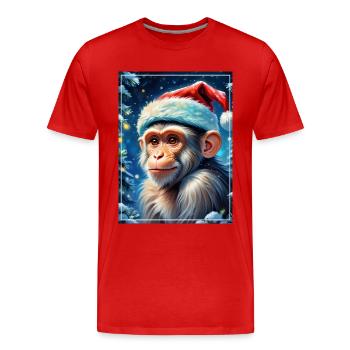 Singe Paysage D’hiver 1.16 - T-shirt bio Premium Homme - rouge - Devant - Damien (186cm)