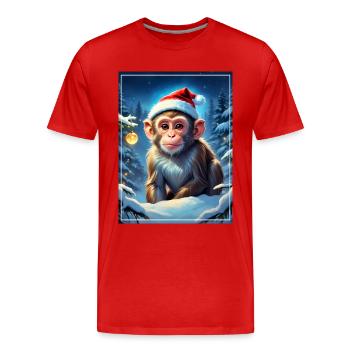 Singe Paysage D’hiver 1.18 - T-shirt bio Premium Homme - rouge - Devant - Damien (186cm)