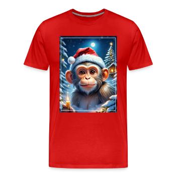 Singe Paysage D’hiver 1.19 - T-shirt bio Premium Homme - rouge - Devant - Damien (186cm)