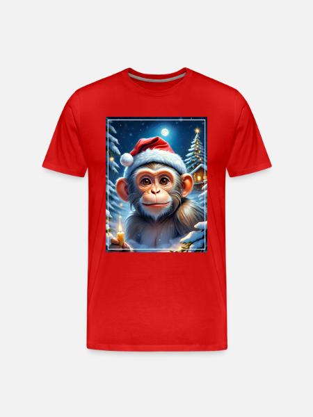 Winter Landscape Monkey 1.19 - Men's Premium Organic T-Shirt - red