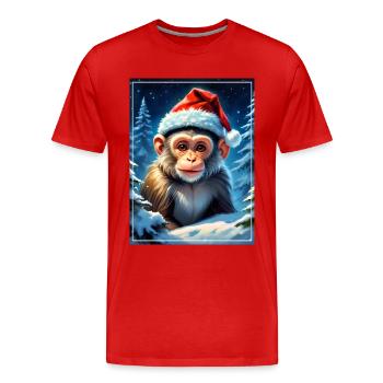 Singe au pays des merveilles de l’hiver 1.7 - T-shirt bio Premium Homme - rouge - Devant - Damien (186cm)
