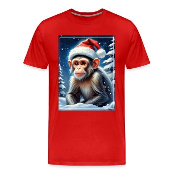 Singe Paysage D’hiver 1.9 - T-shirt bio Premium Homme - rouge - Devant - Damien (186cm)
