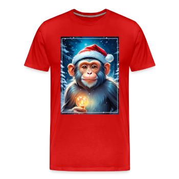 Singe Paysage d’Hiver 1.13 - T-shirt bio Premium Homme - rouge - Devant - Damien (186cm)