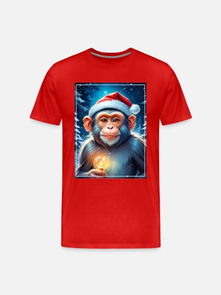 Winter Landscape Monkey 1.13 - Men's Premium Organic T-Shirt - red