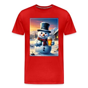 Bière de bonhomme de neige de Noël 1.2 - T-shirt bio Premium Homme - rouge - Devant - Damien (186cm)