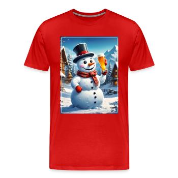 Christmas Snowman Beer 1.1 - Men's Premium Organic T-Shirt - red - Front - Damien (186cm)