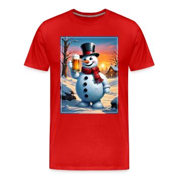 Bière de bonhomme de neige de Noël 1.3 - T-shirt bio Premium Homme - rouge - Devant - Damien (186cm)