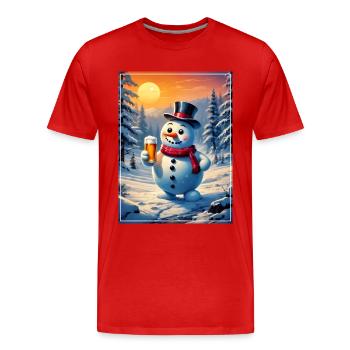 Bonhomme de neige de Noël Bière 1.7 - T-shirt bio Premium Homme - rouge - Devant - Damien (186cm)