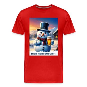 Bière de bonhomme de neige de Noël 2.1 - T-shirt bio Premium Homme - rouge - Devant - Damien (186cm)