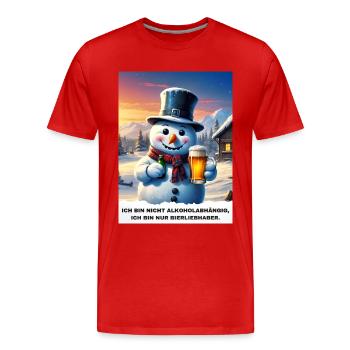 Christmas Snowman Beer 2.10 - Men's Premium Organic T-Shirt - red - Front - Damien (186cm)