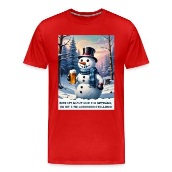 Bière de bonhomme de neige de Noël 2.6 - T-shirt bio Premium Homme - rouge - Devant - Damien (186cm)