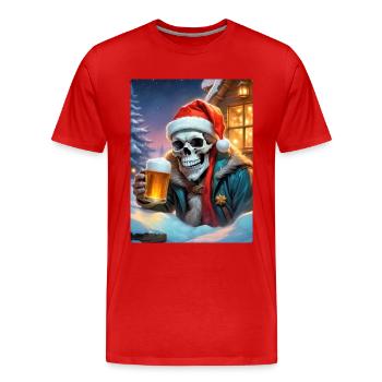 Christmas Skull Beer 1.1 - Men's Premium Organic T-Shirt - red - Front - Damien (186cm)