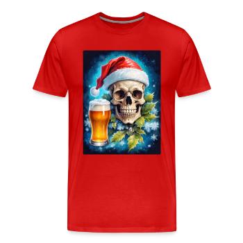 Weihnachten Skull Bier 1.3 - Männer Premium Bio T-Shirt - Rot - Vorne - Damien (186cm)