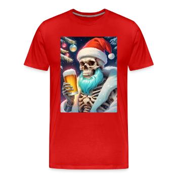 Weihnachten Skull Bier 1.9 - Männer Premium Bio T-Shirt - Rot - Vorne - Damien (186cm)