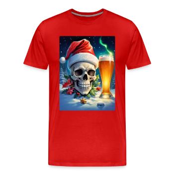 Weihnachten Skull Bier 1.11 - Männer Premium Bio T-Shirt - Rot - Vorne - Damien (186cm)