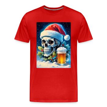 Weihnachten Skull Bier 1.7 - Männer Premium Bio T-Shirt - Rot - Vorne - Damien (186cm)