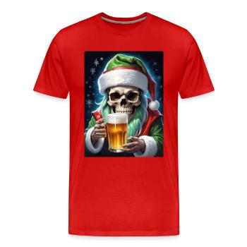 Weihnachten Skull Bier 1.4 - Männer Premium Bio T-Shirt - Rot - Vorne - Damien (186cm)