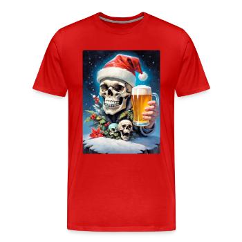 Bière Crâne de Noël 1.12 - T-shirt bio Premium Homme - rouge - Devant - Damien (186cm)