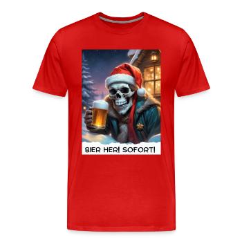 Weihnachten Skull Bier 2.1 - Männer Premium Bio T-Shirt - Rot - Vorne - Damien (186cm)