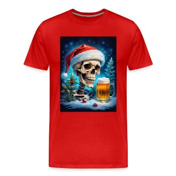 Weihnachten Skull Bier 1.5 - Männer Premium Bio T-Shirt - Rot - Vorne - Damien (186cm)