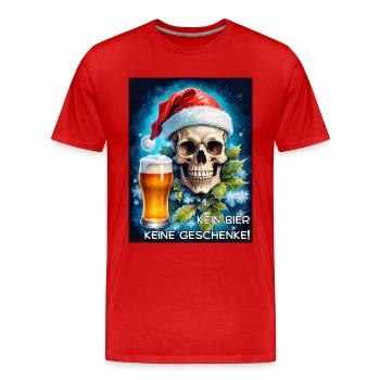 Weihnachten Skull Bier 2.3 - Männer Premium Bio T-Shirt - Rot - Vorne - Damien (186cm)