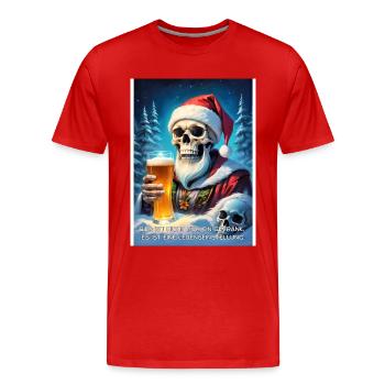 Weihnachten Skull Bier 2.6 - Männer Premium Bio T-Shirt - Rot - Vorne - Damien (186cm)