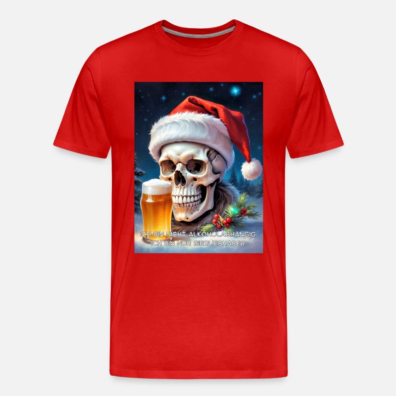 Weihnachten Skull Bier 2.10 - Männer Premium Bio T-Shirt - Rot