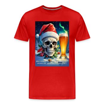 Weihnachten Skull Bier 2.11 - Männer Premium Bio T-Shirt - Rot - Vorne - Damien (186cm)