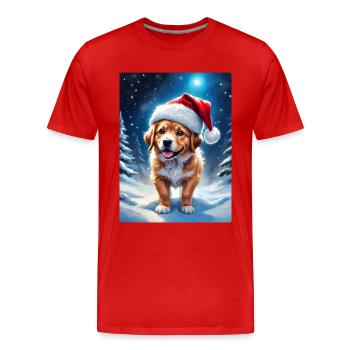 Winter Landscape Dog 3.9 - Men's Premium Organic T-Shirt - red - Front - Damien (186cm)