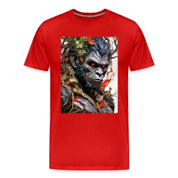 Spooky Plants Gorilla 1.5 - Men's Premium Organic T-Shirt - red - Front - Damien (186cm)