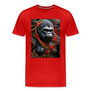 Spooky Plants Gorilla 1.7 - Men's Premium Organic T-Shirt - red - Front - Damien (186cm)