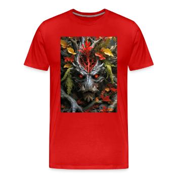 Spooky Plants Dino 1.1 - Men's Premium Organic T-Shirt - red - Front - Damien (186cm)