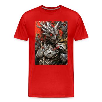 Spooky Plants Dino 1.5 - Men's Premium Organic T-Shirt - red - Front - Damien (186cm)