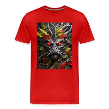 Spooky Plants Dino 1.3 - Men's Premium Organic T-Shirt - red - Front - Damien (186cm)