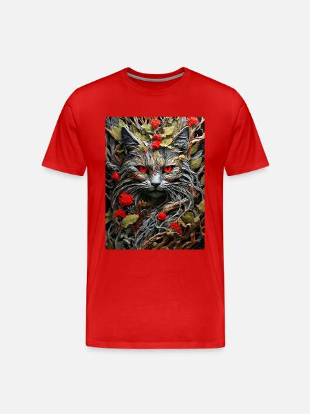 Spooky Plants Cat 1.3 - Men's Premium Organic T-Shirt - red