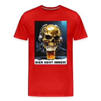 Bier Experte Skull 1.1 - Männer Premium Bio T-Shirt - Rot - Vorne - Damien (186cm)