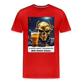 Bier Experte Skull 1.4 - Männer Premium Bio T-Shirt - Rot - Vorne - Damien (186cm)