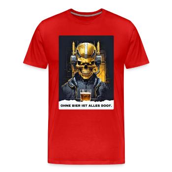 Bier Experte Skull 1.10 - Männer Premium Bio T-Shirt - Rot - Vorne - Damien (186cm)
