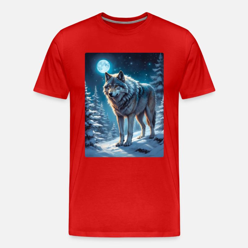 Winterlandschaft Wolf 1.3 - Männer Premium Bio T-Shirt - Rot