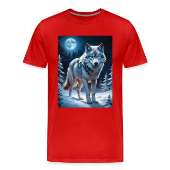 Loup de paysage d’hiver 1.5 - T-shirt bio Premium Homme - rouge - Devant - Damien (186cm)