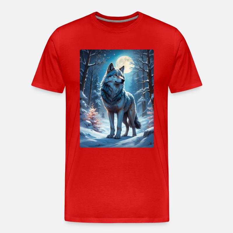 Winterlandschaft Wolf 1.4 - Männer Premium Bio T-Shirt - Rot