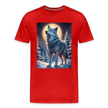 Loup de paysage d’hiver 1.7 - T-shirt bio Premium Homme - rouge - Devant - Damien (186cm)