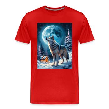 Winter Landscape Wolf 1.6 - Men's Premium Organic T-Shirt - red - Front - Damien (186cm)