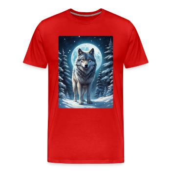 Loup Paysage d’hiver 1.13 - T-shirt bio Premium Homme - rouge - Devant - Damien (186cm)