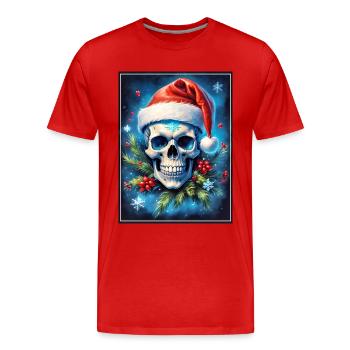 Crâne de Noël 1.7 - T-shirt bio Premium Homme - rouge - Devant - Damien (186cm)