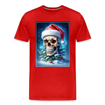 Crâne de Noël 1.6 - T-shirt bio Premium Homme - rouge - Devant - Damien (186cm)
