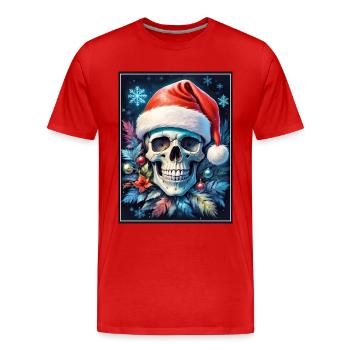 Crâne de Noël 1.8 - T-shirt bio Premium Homme - rouge - Devant - Damien (186cm)