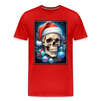 Crâne de Noël 1.11 - T-shirt bio Premium Homme - rouge - Devant - Damien (186cm)