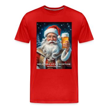 Weihnachten Santa Claus Bier 1.4 - Männer Premium Bio T-Shirt - Rot - Vorne - Damien (186cm)